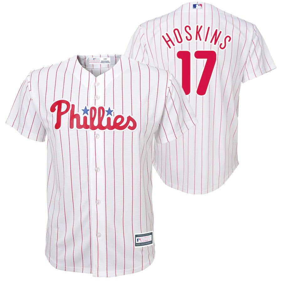 Youth Philadelphia Phillies 17 Rhys Hoskins White Player Replica MLB Jerseys